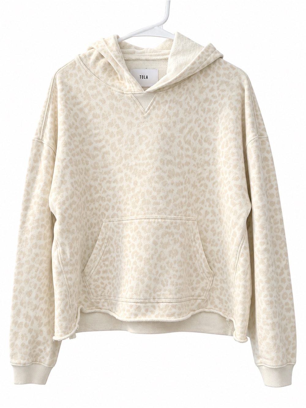 Pistola Maxime Leopard Hoodie M Cream Ivory Animal Print Cropped Sweatshirt